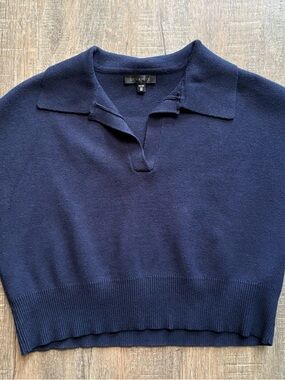 Dynamite Women's Navy Polo Collar Knit Sweater